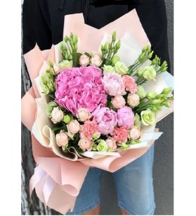(mcm-0024) Lüx Pembe Şakayık Gül Buketi